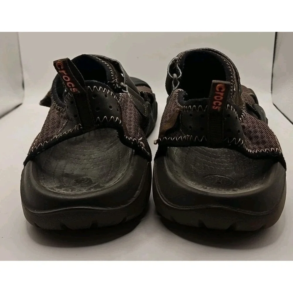 Crocs Swiftwater Mesh Fisherman Deck Sandals Brown Men's 11 Water Shoes #401
